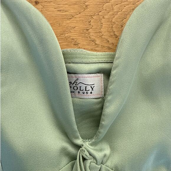 Oh Polly - Strapless Plunge Neck Corset Mini Dress in Sage Green - Picture 2 of 4
